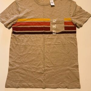 Men's Beige Striped T-Shirt